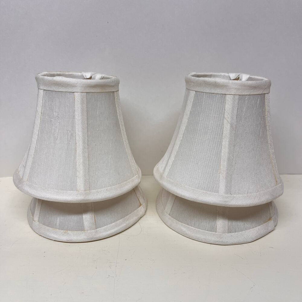 Mini Clip On Lamp Shades Chandelier Lined Cream Silk Set of 4